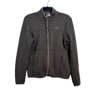 The North Face Women's M High Neck Fleece Jacket Full Zip Brown Outdoor Warm